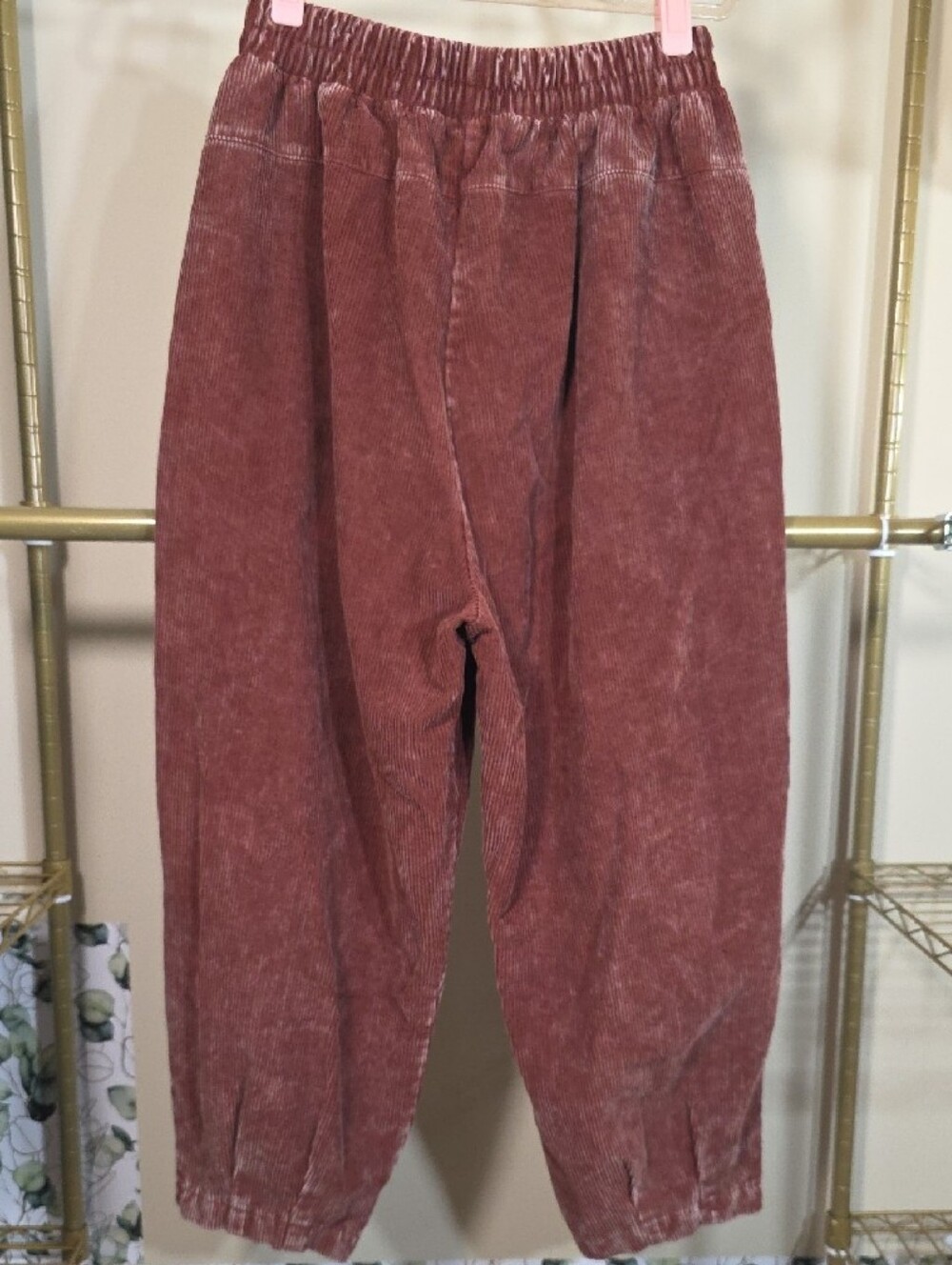 Zenana Outfitters Mineral Wash Dusty Rose Corduroy Pants | Size Large - Picture 4 of 5